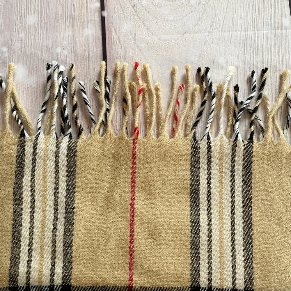 Plaid Rectangular Acrylic Scarf with Fringe 12” x 64”